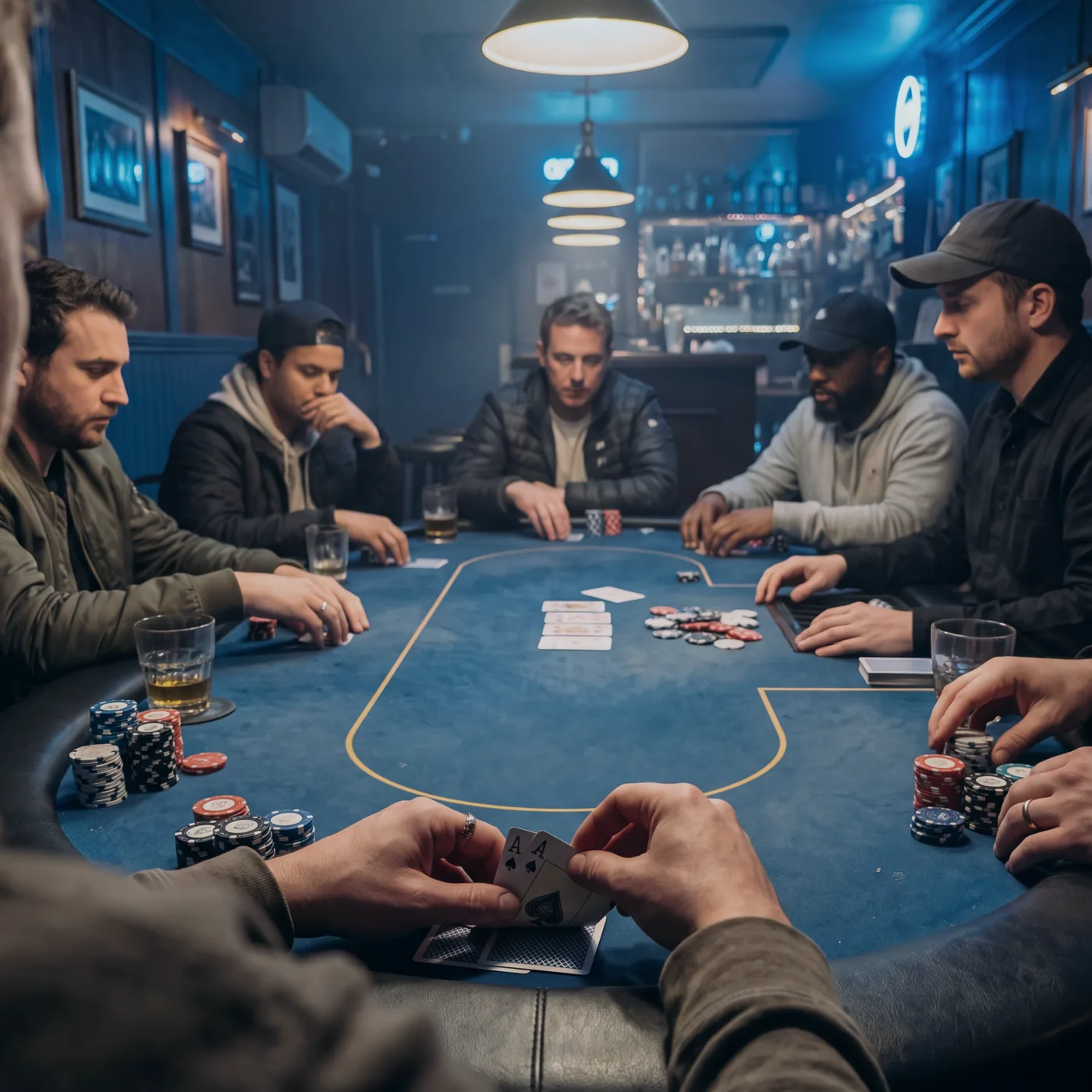Stół pokerowy tuż po ostatnim rozdaniu wieczoru